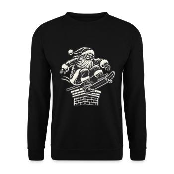 Christmas Skater Santa Streetwear Style - Unisex Sweatshirt - black - Front - Alina (178cm) & Michal (187cm)