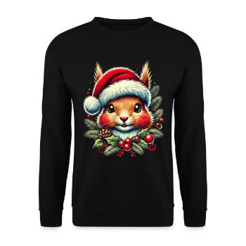Christmas squirrel with Christmas hat - Unisex Sweatshirt - black - Front - Alina (178cm) & Michal (187cm)