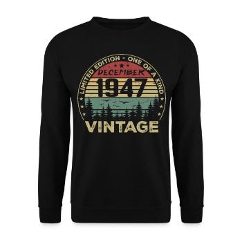 Cadeau D'anniversaire Décembre 1947 Vintage Rétro - Sweat-shirt Unisexe - noir - Devant - Alina (178cm) & Michal (187cm)
