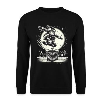 Noël Patineur Père Noël Style Streetwear - Sweat-shirt Unisexe - noir - Devant - Alina (178cm) & Michal (187cm)