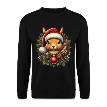 Écureuil de Noël avec chapeau et boule - Sweat-shirt Unisexe - noir - Devant - Alina (178cm) & Michal (187cm)