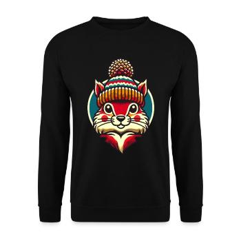 Merry Christmas Squirrel Winter Hat - Unisex Sweatshirt - black - Front - Alina (178cm) & Michal (187cm)