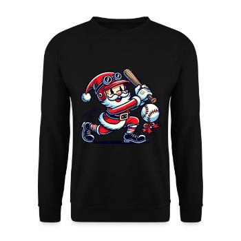 Santa Claus swings baseball bat - Unisex Sweatshirt - black - Front - Alina (178cm) & Michal (187cm)