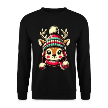 Adorable design vintage Noël - Sweat-shirt Unisexe - noir - Devant - Alina (178cm) & Michal (187cm)