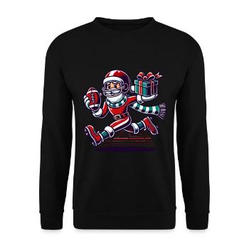Père Noël jouant au football avec cadeau - Sweat-shirt Unisexe - noir - Devant - Alina (178cm) & Michal (187cm)