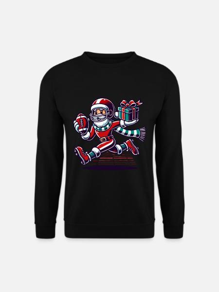 Weihnachtsmann Spielt Football Mit Geschenk - Unisex Pullover - Schwarz