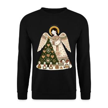 Ange de Noël avec sapin de Noël - Sweat-shirt Unisexe - noir - Devant - Alina (178cm) & Michal (187cm)