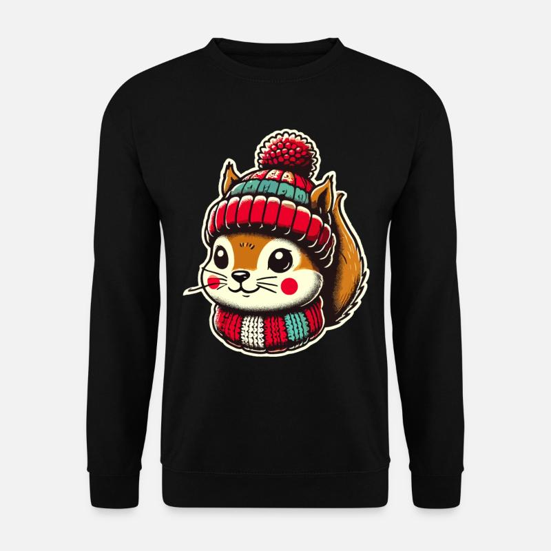 Christmas squirrel with cap - Unisex Sweatshirt - black