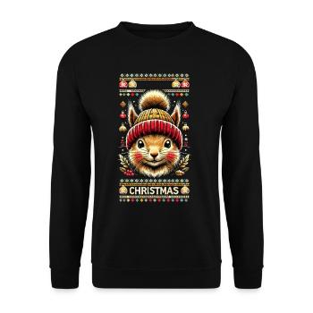 Merry Christmas with cute squirrel - Unisex Sweatshirt - black - Front - Alina (178cm) & Michal (187cm)