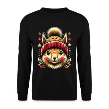 Cute squirrel with winter hat for - Unisex Sweatshirt - black - Front - Alina (178cm) & Michal (187cm)