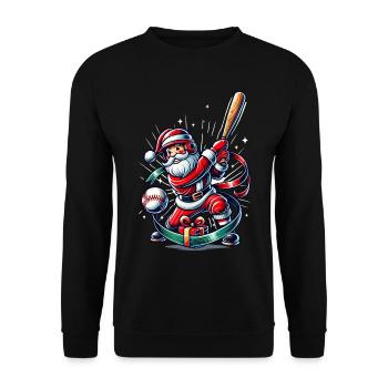 Père Noël jouant au baseball Motif - Sweat-shirt Unisexe - noir - Devant - Alina (178cm) & Michal (187cm)