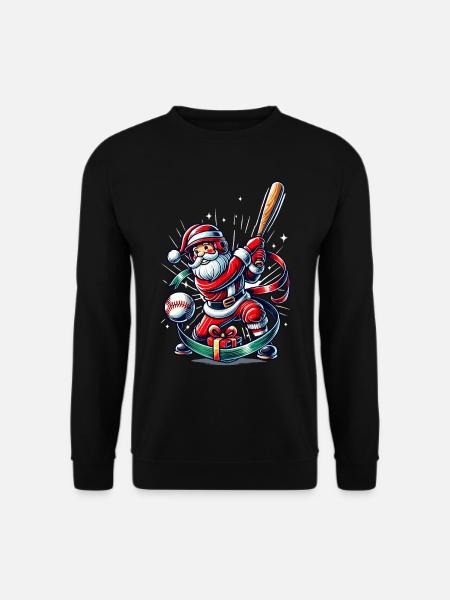 Santa Claus Playing Baseball Motif - Unisex Sweatshirt - black