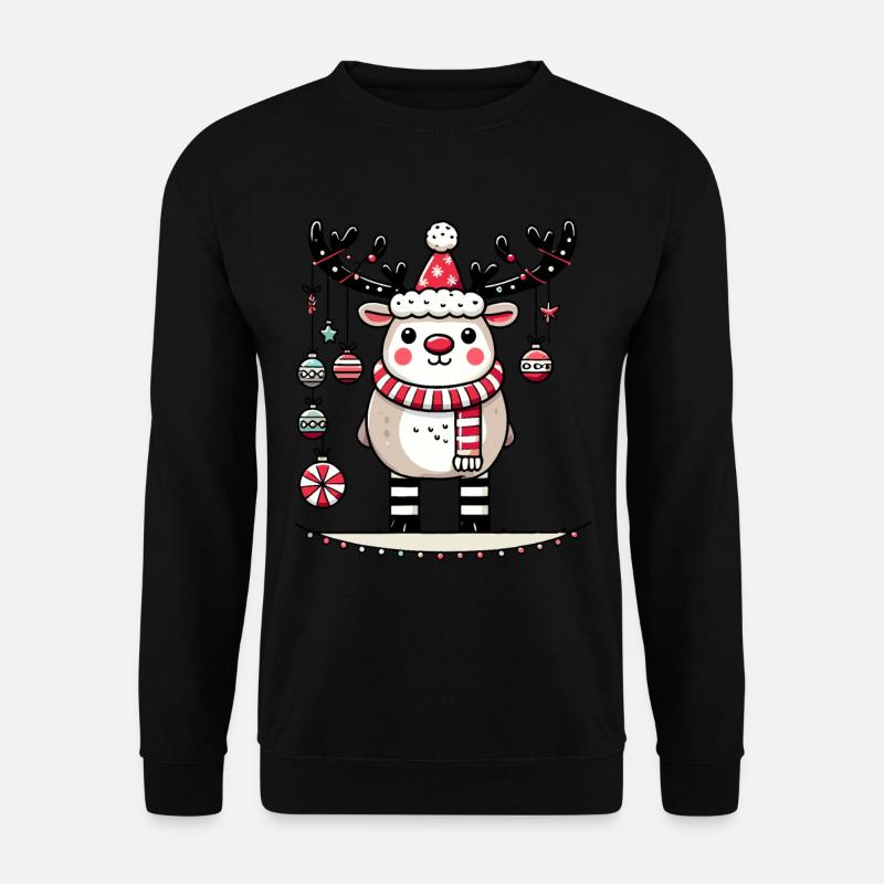 Cute Reindeer with Christmas Baubles - Unisex Sweatshirt - black
