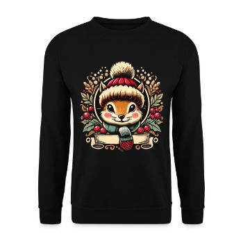 Écureuil de Noël avec chapeau et écharpe - Sweat-shirt Unisexe - noir - Devant - Alina (178cm) & Michal (187cm)