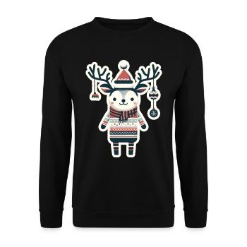 Christmas vintage reindeer look - Unisex Sweatshirt - black - Front - Alina (178cm) & Michal (187cm)
