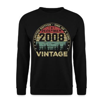 Retro Vintage December 2008 Birthday Gift - Unisex Sweatshirt - black - Front - Alina (178cm) & Michal (187cm)