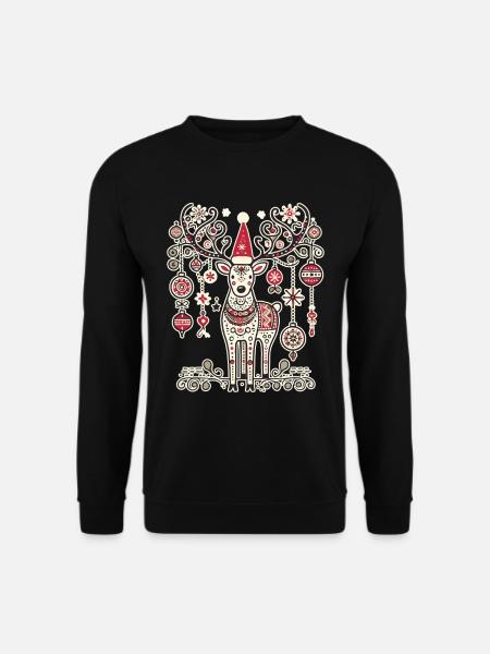 Weihnachtlicher Vintage Rentier-Zauber - Unisex Pullover - Schwarz