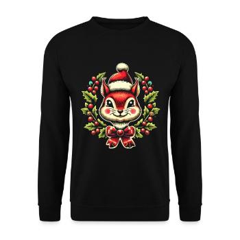 Joyeux écureuil Noël Festif - Sweat-shirt Unisexe - noir - Devant - Alina (178cm) & Michal (187cm)