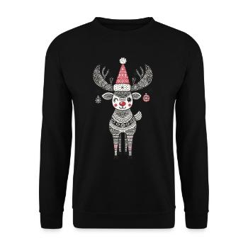 Christmas reindeer magic in vintage style - Unisex Sweatshirt - black - Front - Alina (178cm) & Michal (187cm)