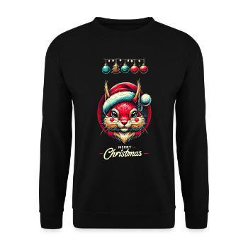 Merry Christmas Squirrel Motif - Unisex Sweatshirt - black - Front - Alina (178cm) & Michal (187cm)