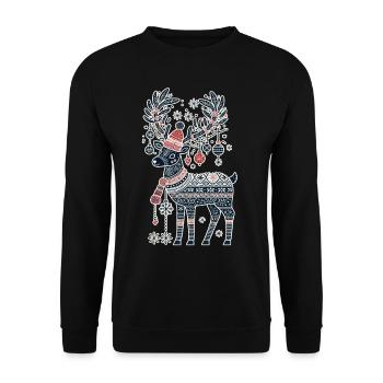 Christmas reindeer magic in the - Unisex Sweatshirt - black - Front - Alina (178cm) & Michal (187cm)