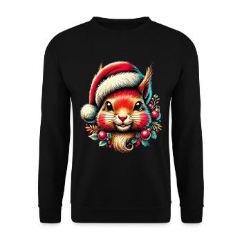 Christmas squirrel with cap - Unisex Sweatshirt - black - Front - Alina (178cm) & Michal (187cm)