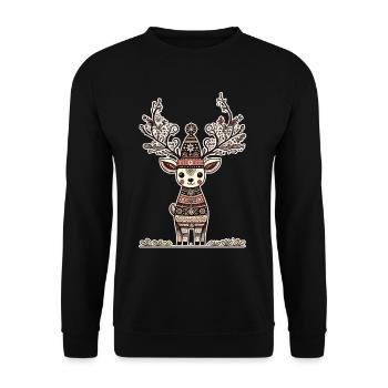 Christmas reindeer magic for festives - Unisex Sweatshirt - black - Front - Alina (178cm) & Michal (187cm)
