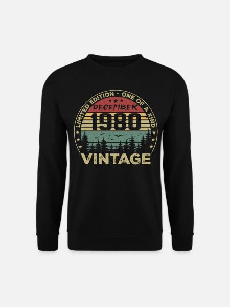 Retro Vintage Dezember 1980 Geburtstagsgeschenk - Unisex Pullover - Schwarz
