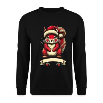 Christmas squirrel with Christmas hat - Unisex Sweatshirt - black - Front - Alina (178cm) & Michal (187cm)