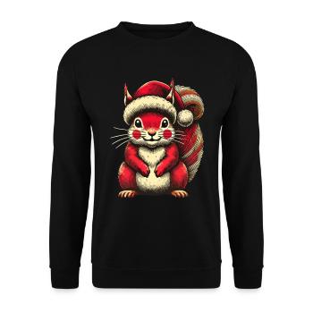 Cute squirrel with Christmas hat - Unisex Sweatshirt - black - Front - Alina (178cm) & Michal (187cm)