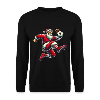Weihnachten Fußball Santa Kicker - Unisex Pullover - Schwarz - Vorne - Alina (178cm) & Michal (187cm)