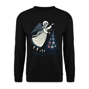 Vintage Engel Weihnachtsschmuck Ästhetik - Unisex Pullover - Schwarz - Vorne - Alina (178cm) & Michal (187cm)