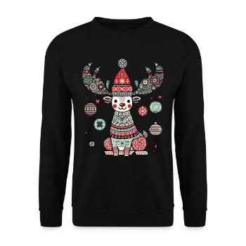 Magie des rennes heureux avec des boules de Noël - Sweat-shirt Unisexe - noir - Devant - Alina (178cm) & Michal (187cm)