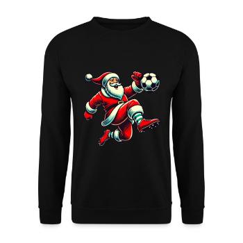 Soccer Playing Santa Claus Fun - Unisex Sweatshirt - black - Front - Alina (178cm) & Michal (187cm)