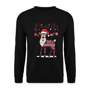 Christmas reindeer with festive decoration - Unisex Sweatshirt - black - Front - Alina (178cm) & Michal (187cm)