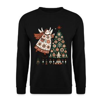 Angel with Christmas Tree and Candles Vintage - Unisex Sweatshirt - black - Front - Alina (178cm) & Michal (187cm)