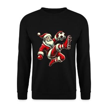 Père Noël Football Game Fun - Sweat-shirt Unisexe - noir - Devant - Alina (178cm) & Michal (187cm)