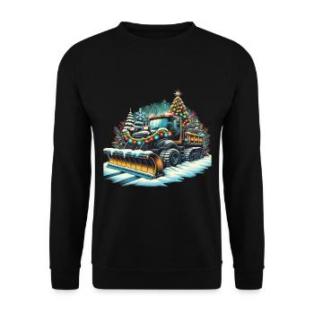 weihnachtlicher scWinter Weihnachten Schneeräummas - Unisex Pullover - Schwarz - Vorne - Alina (178cm) & Michal (187cm)