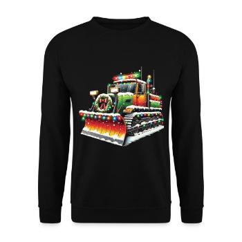 Winter Christmas Snow Removal Machine Vehicle - Unisex Sweatshirt - black - Front - Alina (178cm) & Michal (187cm)