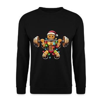 Gingerbread Man Bodybuilder Christmas - Unisex Sweatshirt - black - Front - Alina (178cm) & Michal (187cm)