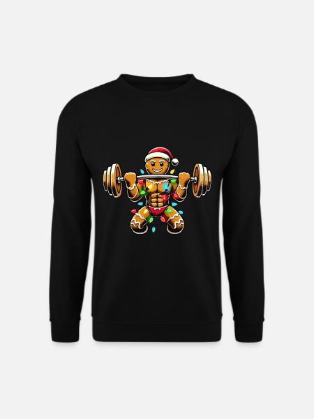 Lebkuchenmann Bodybuilder Weihnachtlich - Unisex Pullover - Schwarz