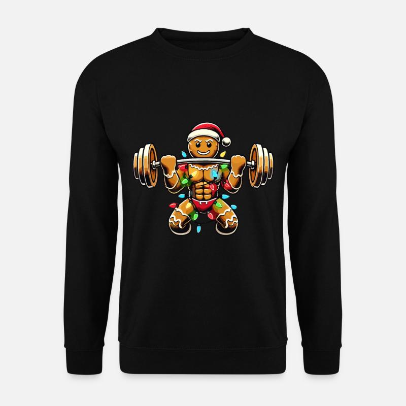 Lebkuchenmann Bodybuilder Weihnachtlich - Unisex Pullover - Schwarz