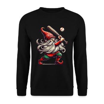 Christmas Baseball Gnome Dwarf Elf - Unisex Sweatshirt - black - Front - Alina (178cm) & Michal (187cm)