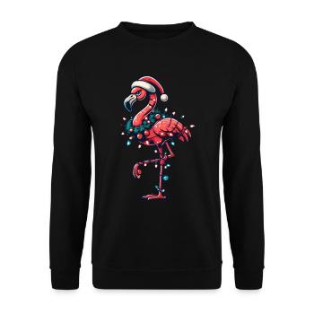 Funny Christmas flamingo with decoration - Unisex Sweatshirt - black - Front - Alina (178cm) & Michal (187cm)