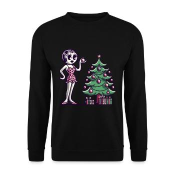 Motif de dessin animé pin-up de Noël en rétro - Sweat-shirt Unisexe - noir - Devant - Alina (178cm) & Michal (187cm)