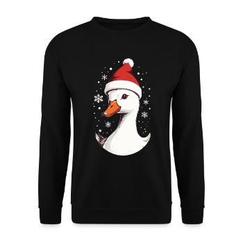 Canard de Noël avec chapeau de Noël - Sweat-shirt Unisexe - noir - Devant - Alina (178cm) & Michal (187cm)