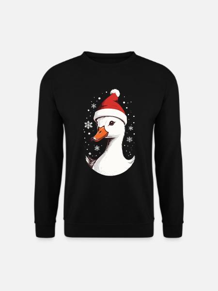 Christmas duck with Christmas hat - Unisex Sweatshirt - black