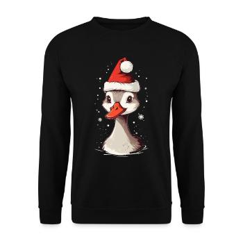 Canard de Noël avec chapeau de Noël - Sweat-shirt Unisexe - noir - Devant - Alina (178cm) & Michal (187cm)