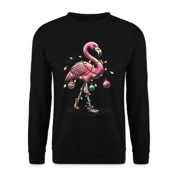 Flamant rose de Noël drôle avec des guirlandes lumineuses - Sweat-shirt Unisexe - noir - Devant - Alina (178cm) & Michal (187cm)