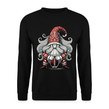 Christmas Football Gnome for Sports Lovers - Unisex Sweatshirt - black - Front - Alina (178cm) & Michal (187cm)